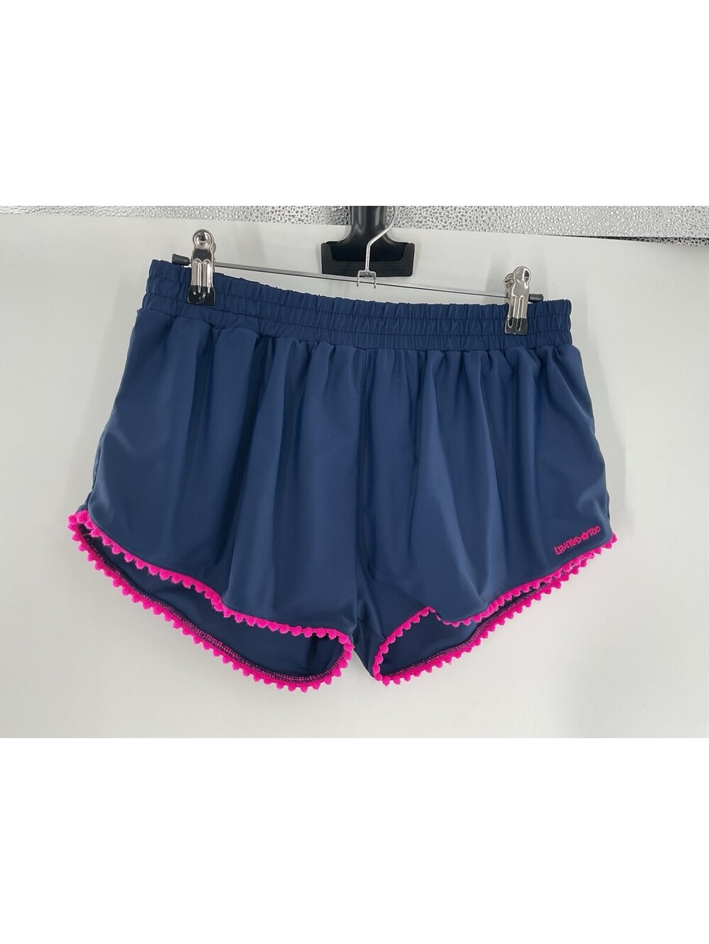 Limited Too Girls Size 14/16 Athletic Shorts Navy Blue And Pink 051